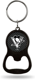 Pittsburgh Penguins Keychain Metal Bottle Opener Carbon Fiber Design Hockey