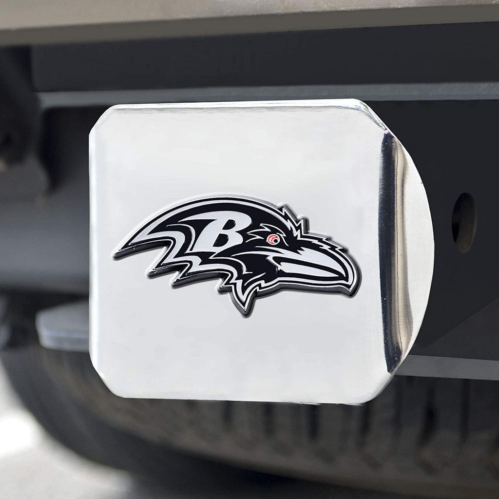 Baltimore Ravens Hitch Cover Solid Metal with Raised Chrome Metal Emblem 2" Square Type III