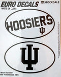Indiana University Hoosiers 2-Piece White and Clear Euro Decal Sticker Set, 4x2.5 Inch Each