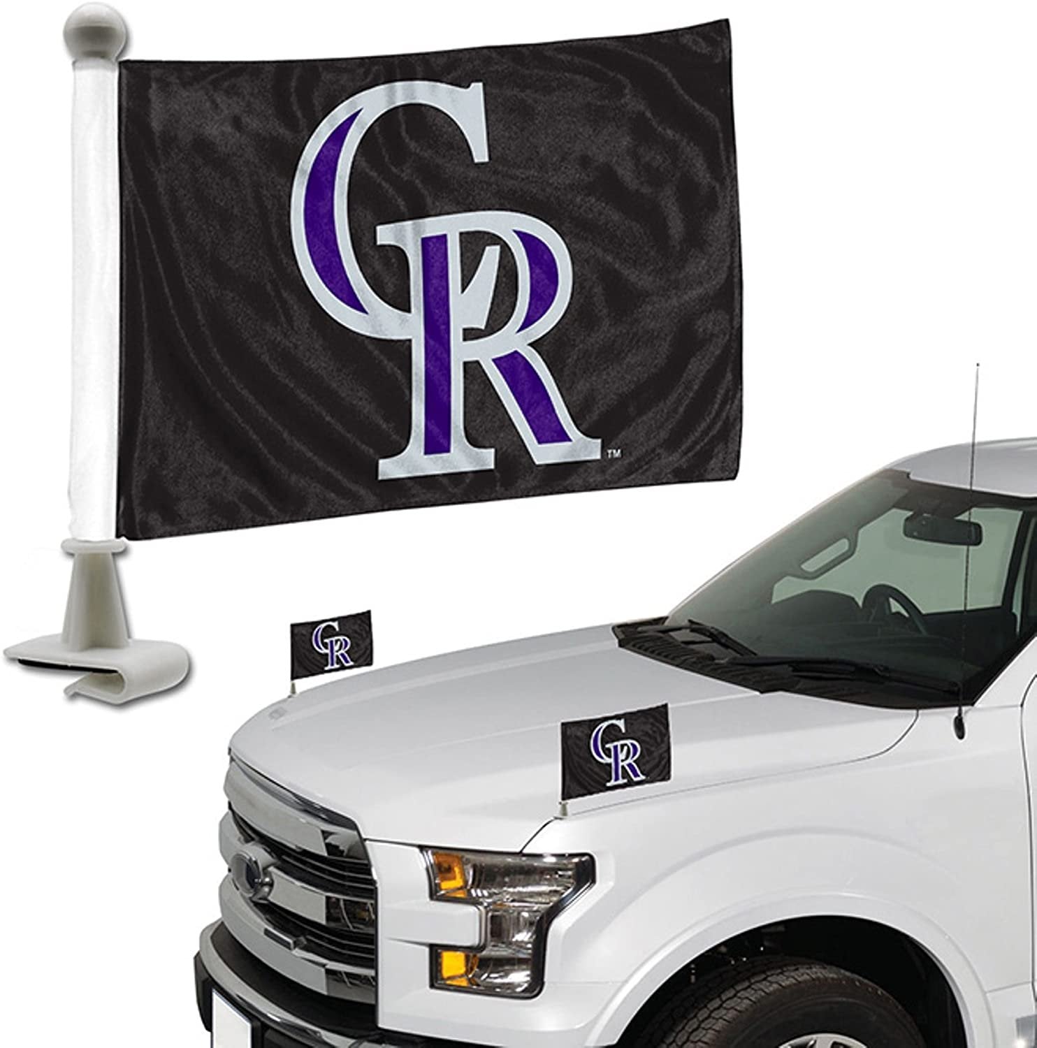 Colorado Rockies Car Flag Set, Ambassador Style, 4x6 Inch Double Sided Flags, Set of 2