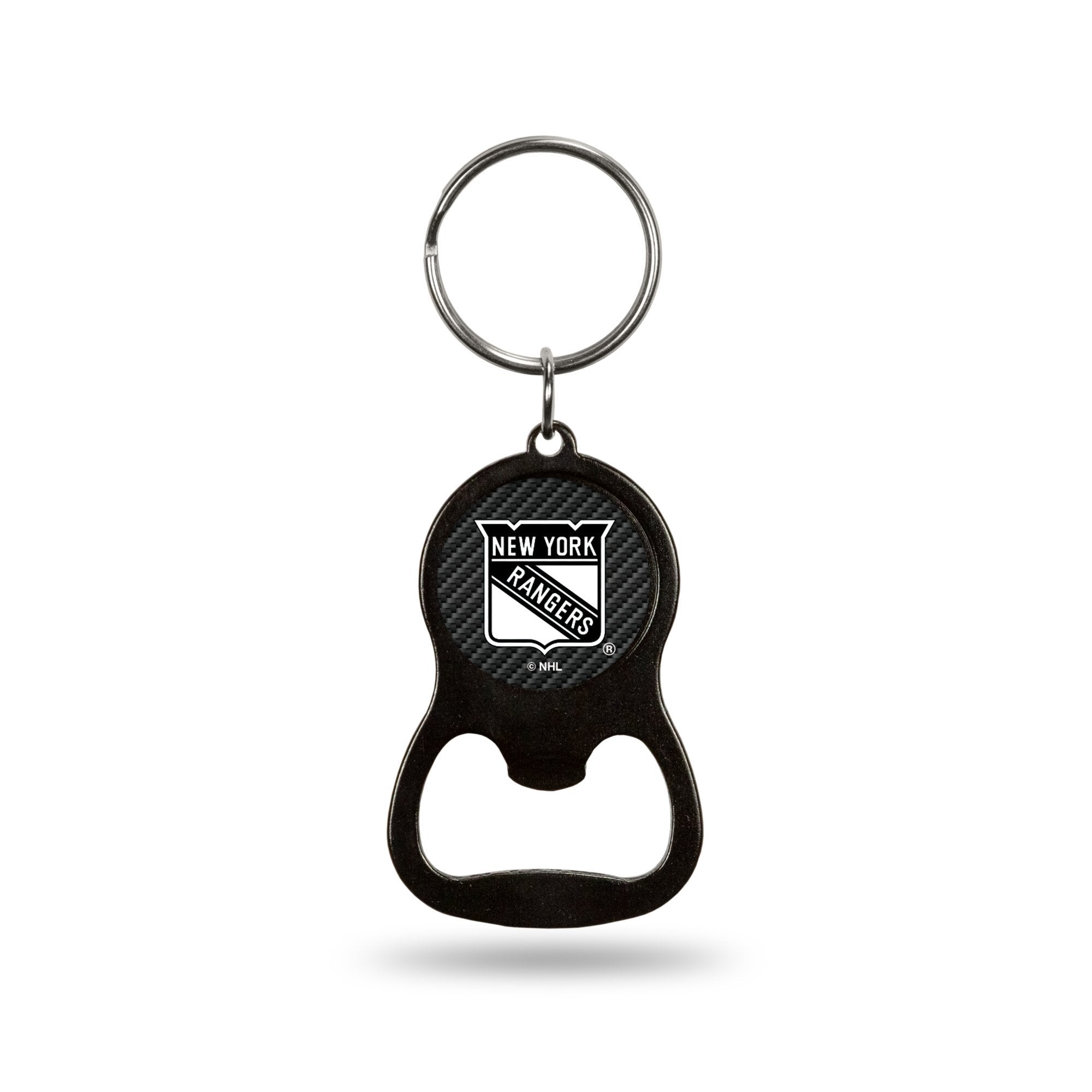 New York Rangers Metal Keychain Bottle Opener, Carbon Fiber Design