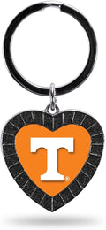 Tennessee Volunteers NCAA Rhinestone Heart Colored Keychain, Black, 3-inches in length