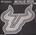 University of South Florida Bulls USF 12 Inch Decal Sticker, Metallic Chrome Shimmer Design