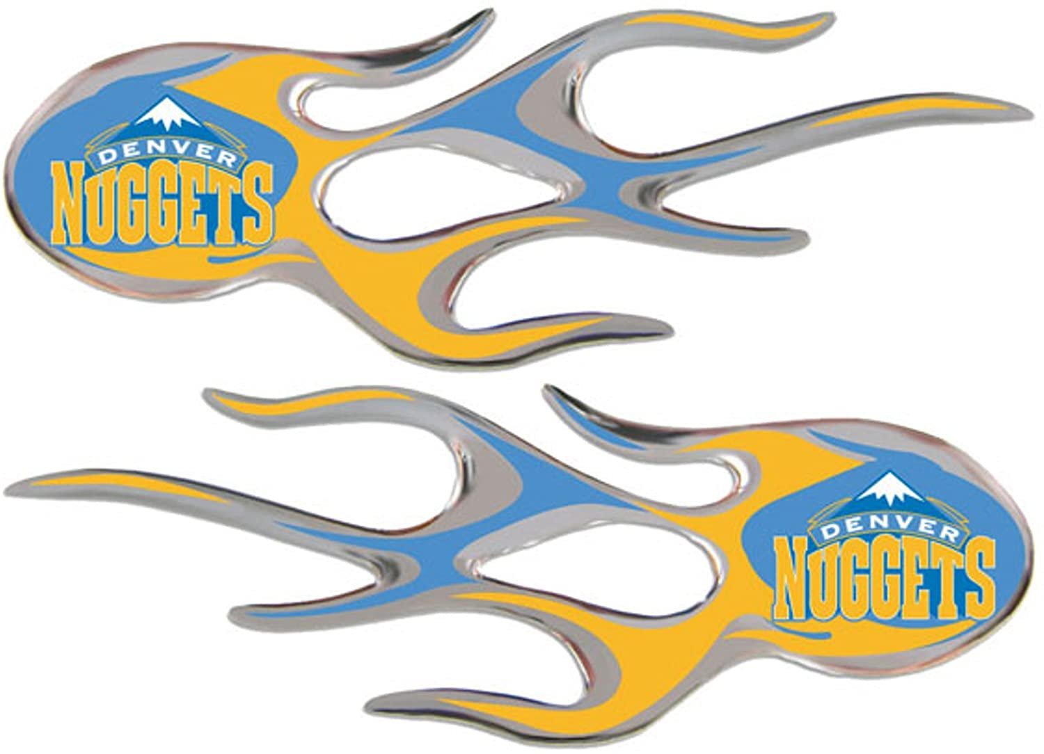 Denver Nuggets 2-pack Drip Molded Plastic Raised Flame Flames Decal Emblem Sticker Basketball