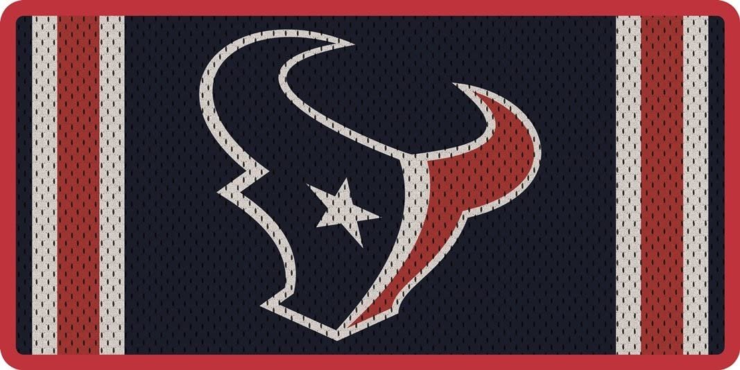Houston Texans Premium Laser Cut Tag License Plate, Mirrored Acrylic, Inlaid, Jersey Design, 12x6 Inch
