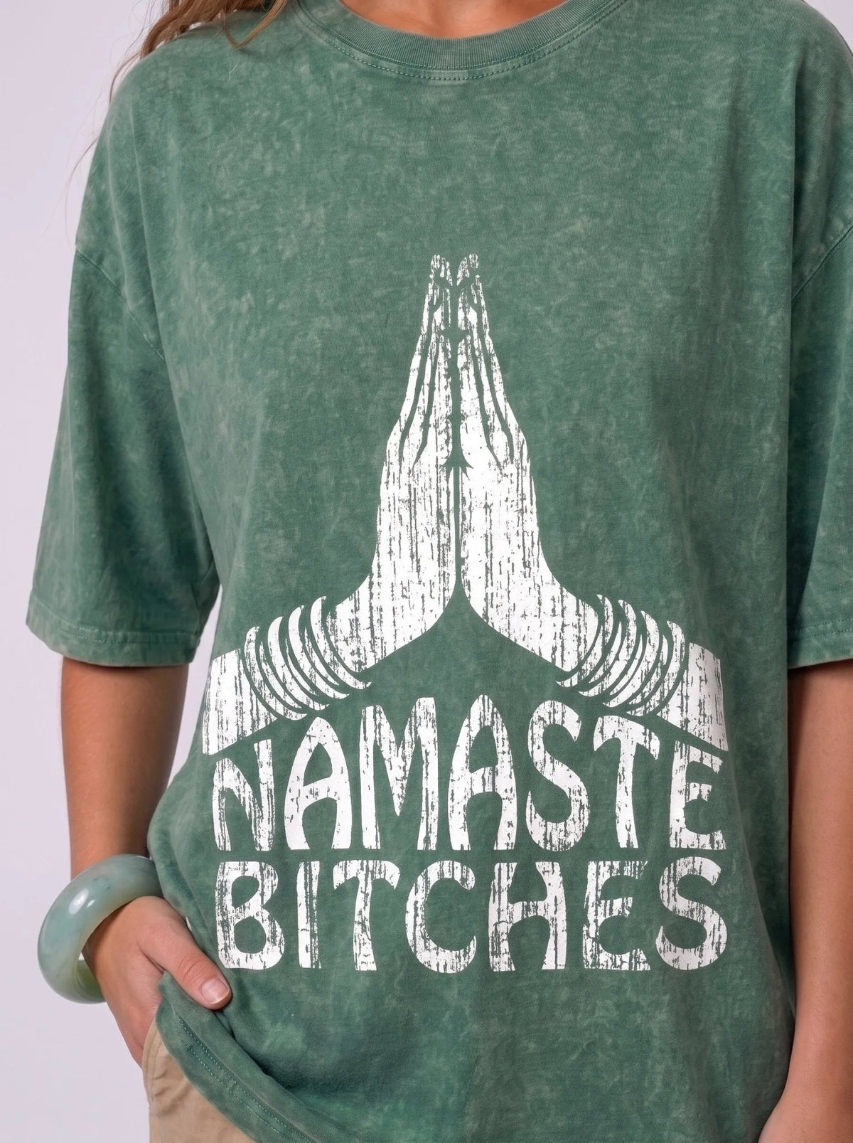 Namaste Bitches Washed T-Shirt | Unisex Oversize Cotton Tee