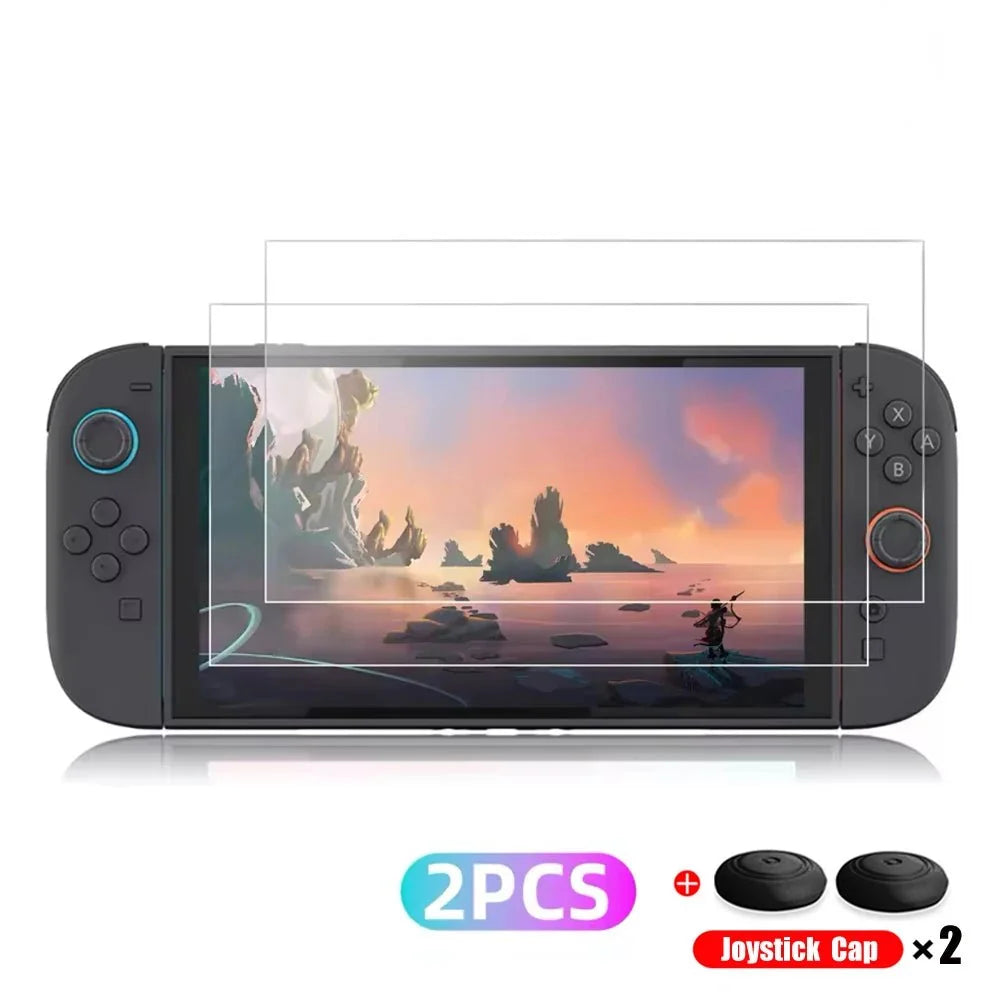 Tempered Glass Screen Protector with Joystick Cap | Full Coverage Protection for Nintendo Switch 2