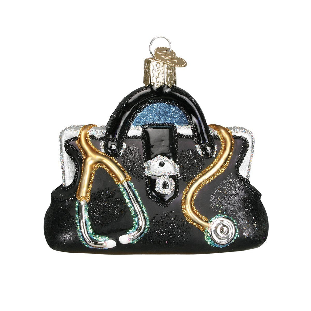Black Doctor's Bag Glass Ornament