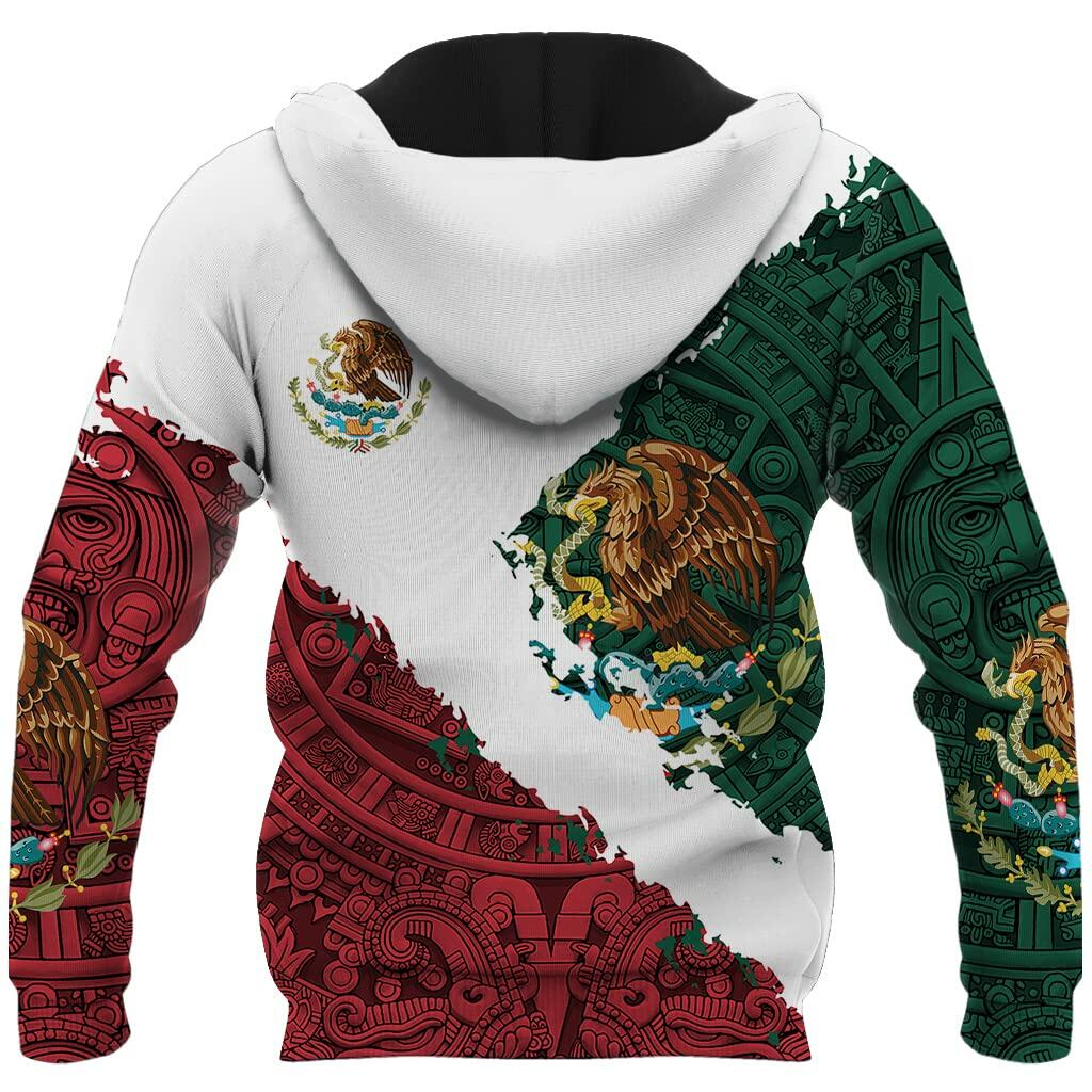 FAYBA Mexican Hoodie 3D Print Casual Pullover White 2XL Aztec Style