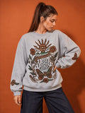 Oversize Fit Cotton Crewneck Sweatshirt