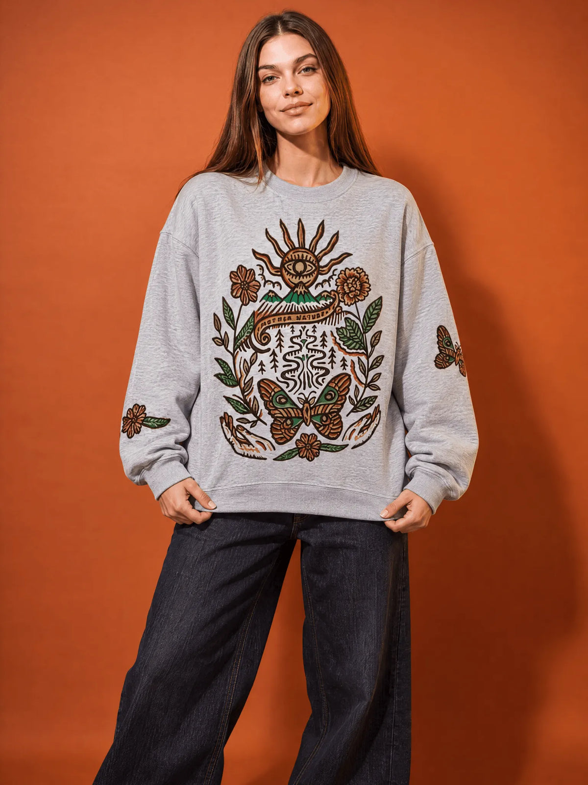 Oversize Fit Cotton Crewneck Sweatshirt