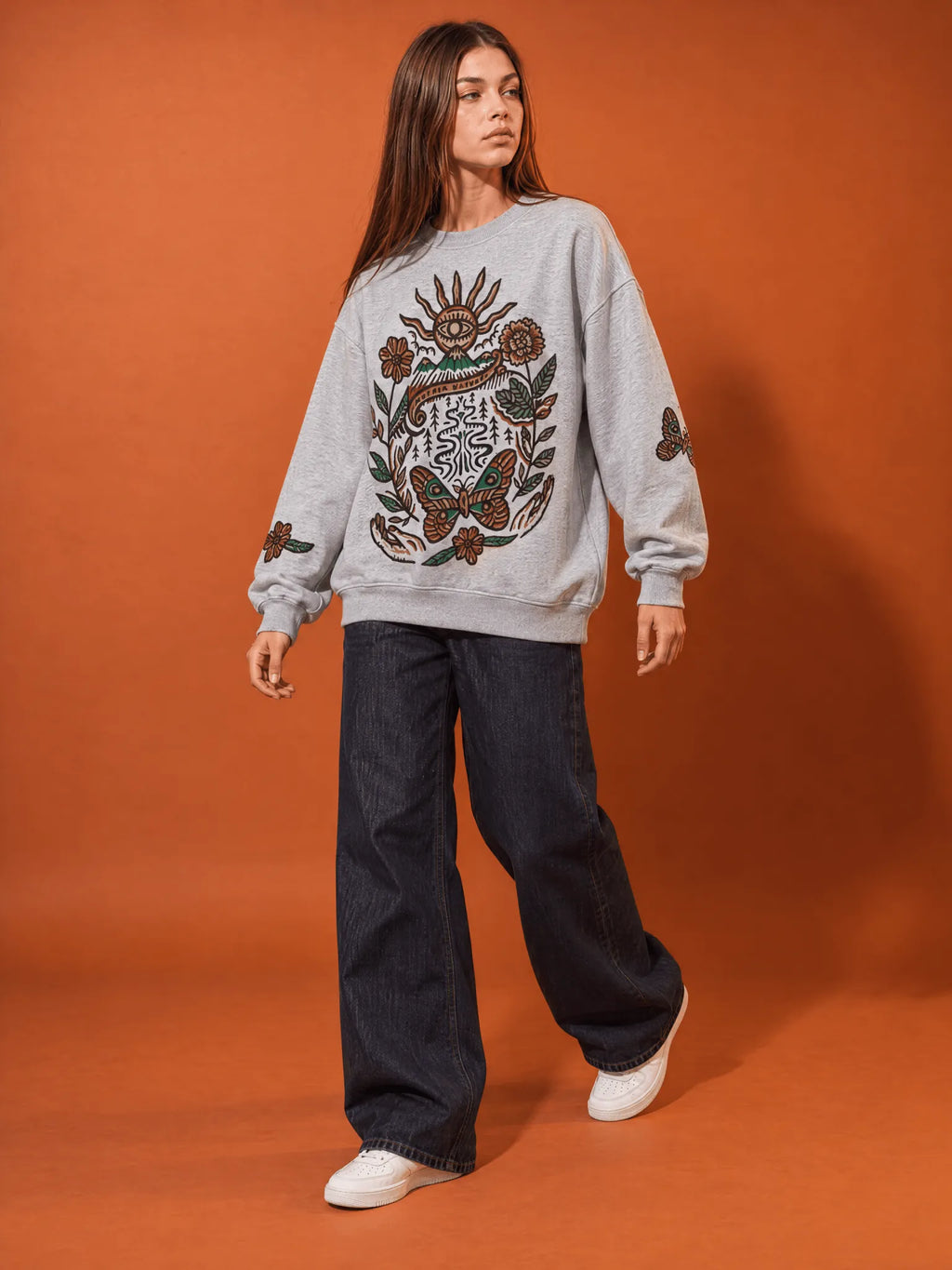 Oversize Fit Cotton Crewneck Sweatshirt