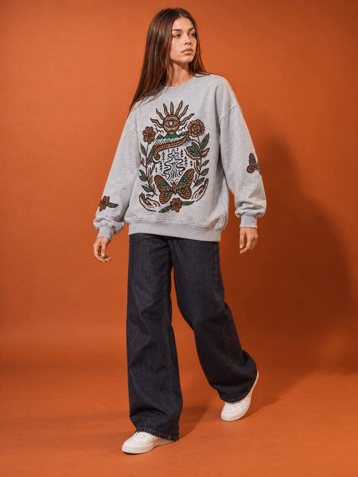 Oversize Fit Cotton Crewneck Sweatshirt