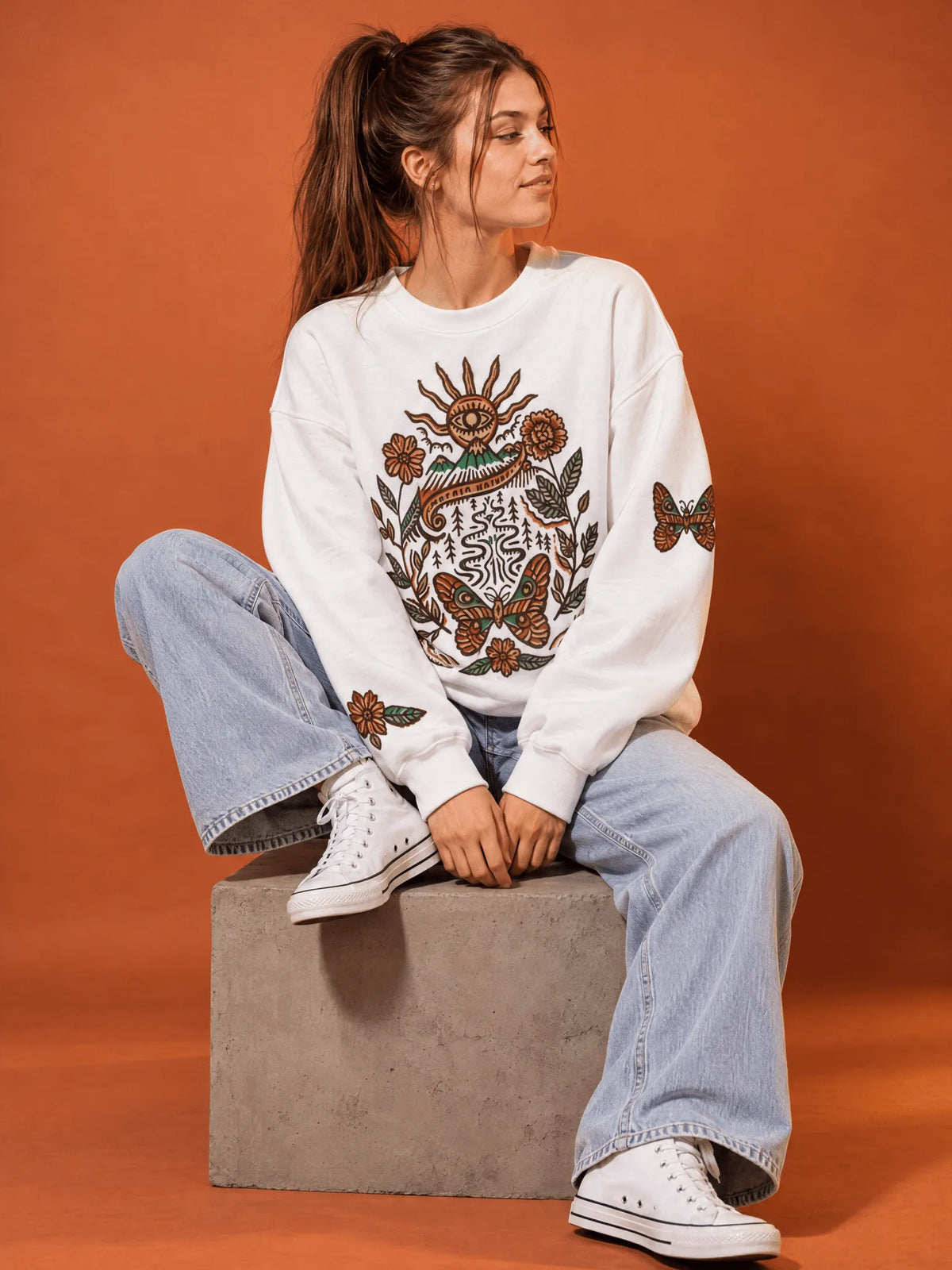 Oversize Fit Cotton Crewneck Sweatshirt