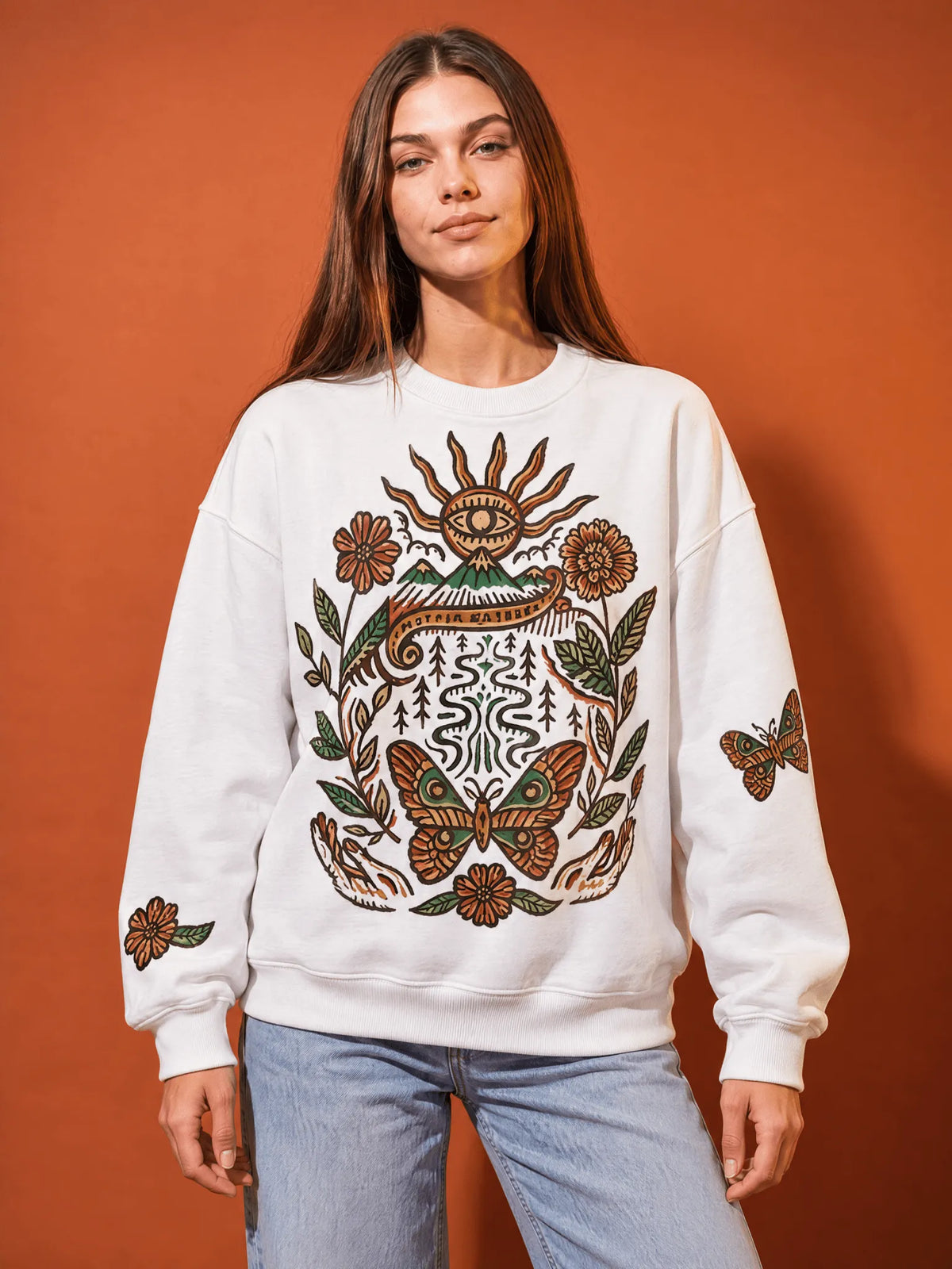 Oversize Fit Cotton Crewneck Sweatshirt