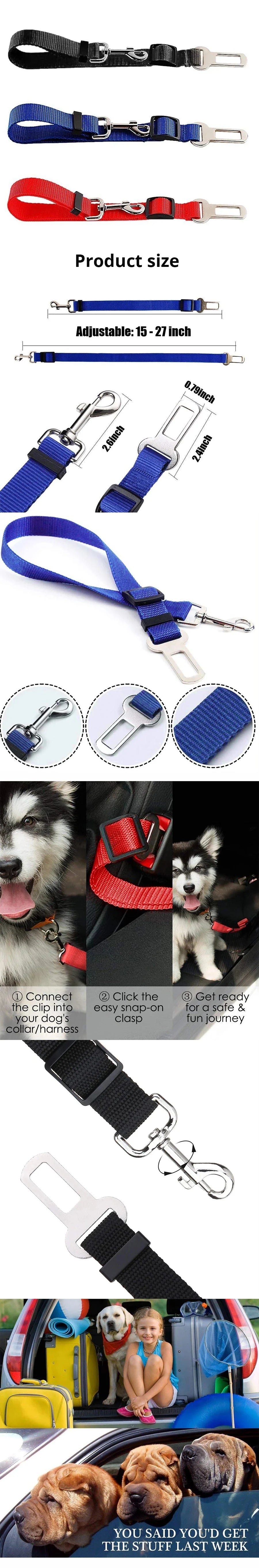 Adjustable Pet Car Seat Belt Harness | Dog and Cat Safety Strap