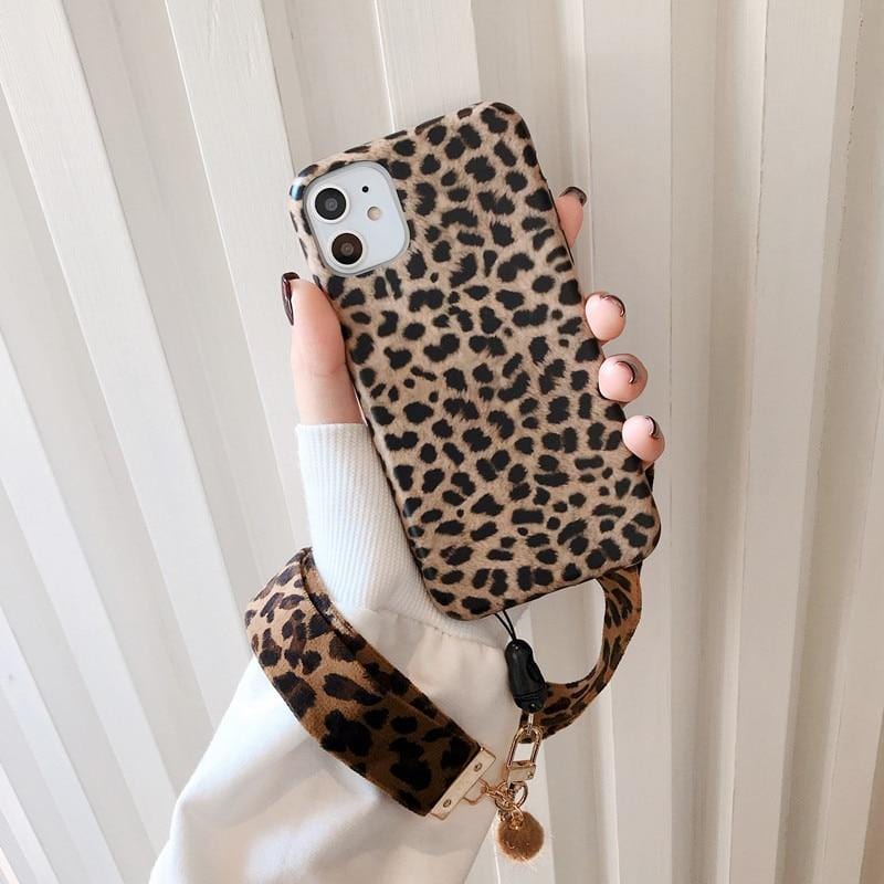 Leopard Print Lanyard iPhone Case