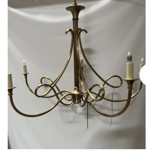 ERIC COHLER DOUBLE TWIST 5 LIGHT CHANDELIER, 36" ANTIQUE BRASS