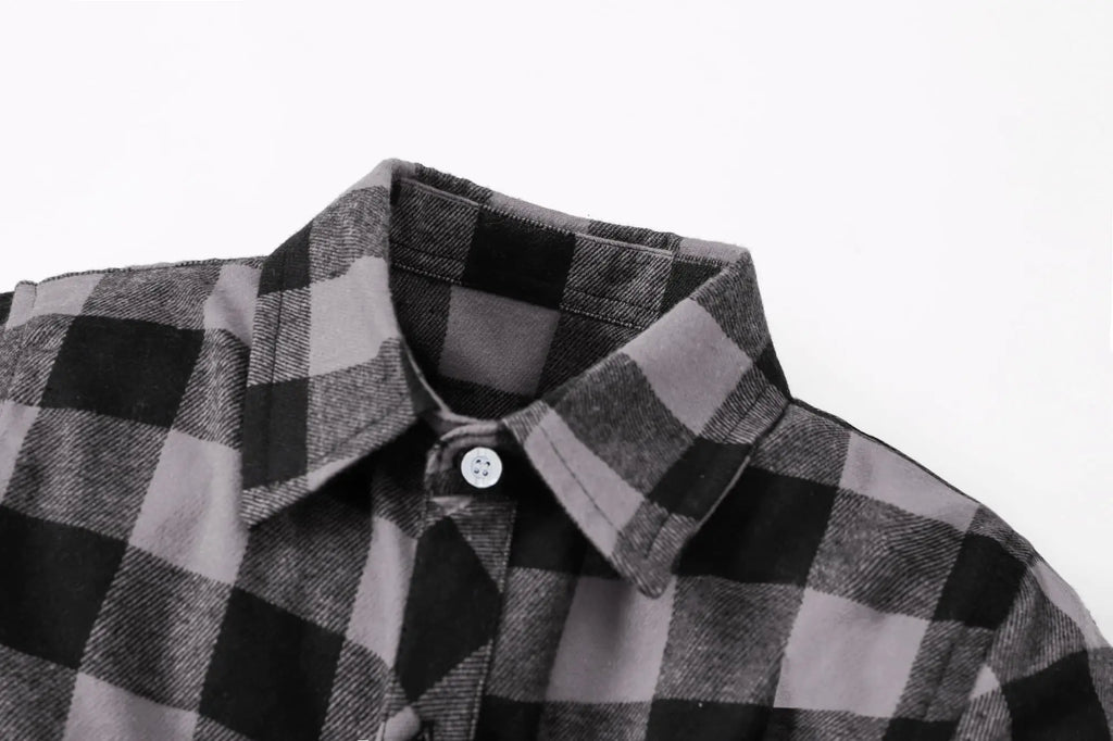 SANGTREE Mens & Boys Plaid Shirt Long Sleeve Button Down Flannel Shirts, US 3 Months - Adult 9XL Youth 14-15 Years Gray Plaid 2 - # BOAA13510001