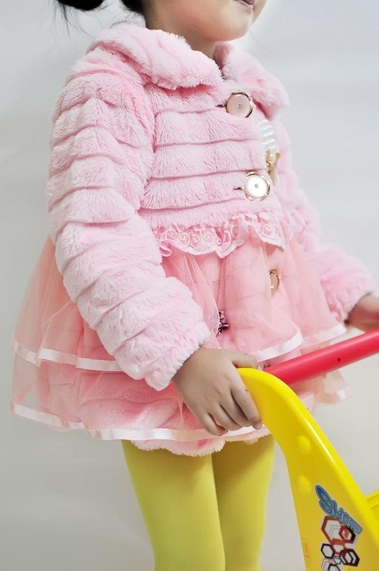 Simple And Thick Winter Girl's Fur Coat - # GIAA21210051