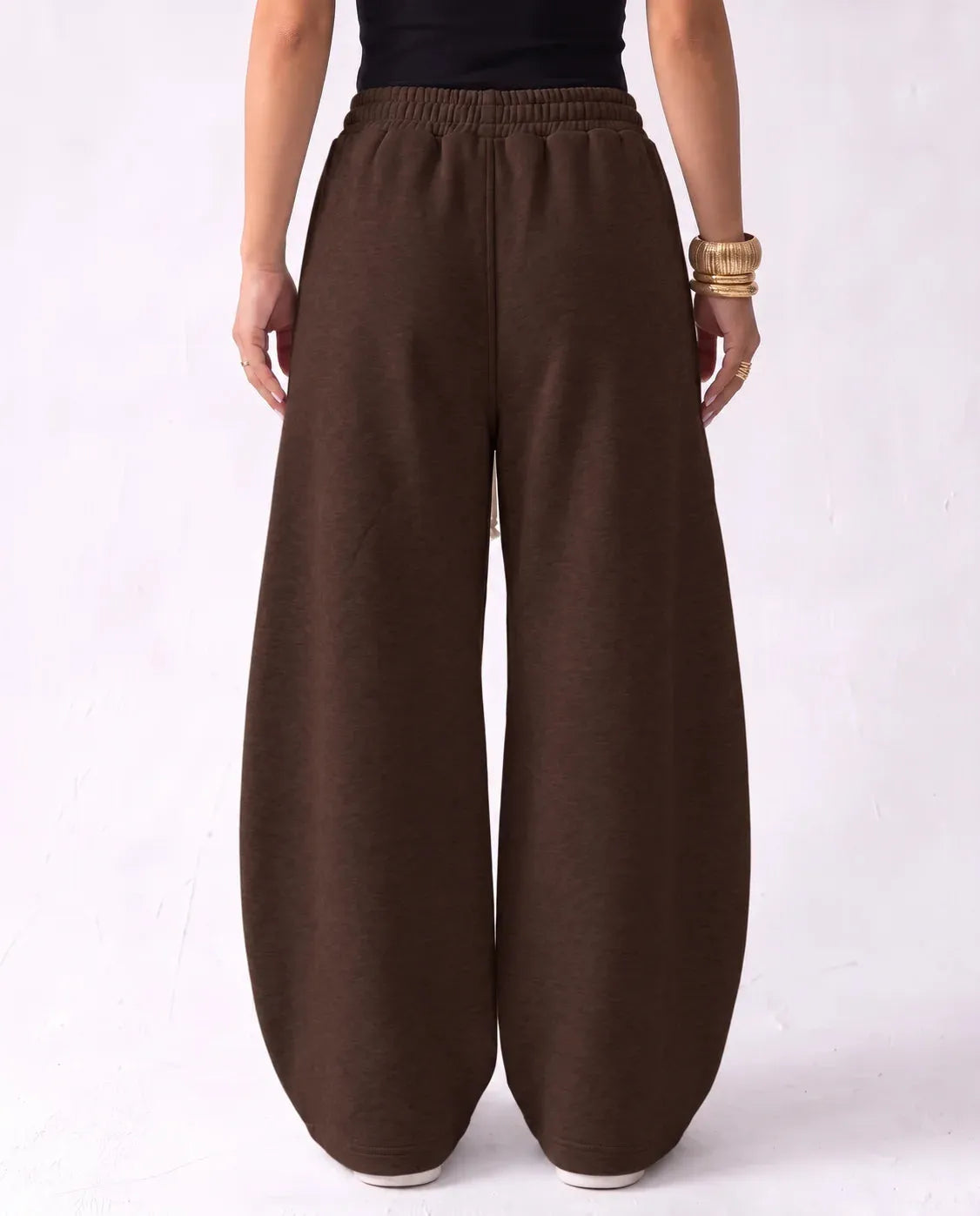 SITRA Women's Casual Retro Oversize Pants – Black / Brown