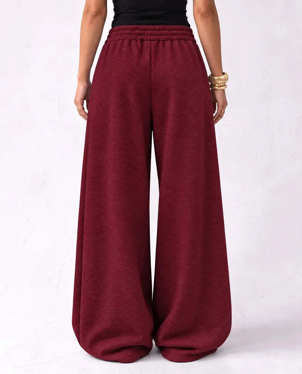 SITRA Women's Casual Retro Oversize Pants – Gray / Burgundy / Brown