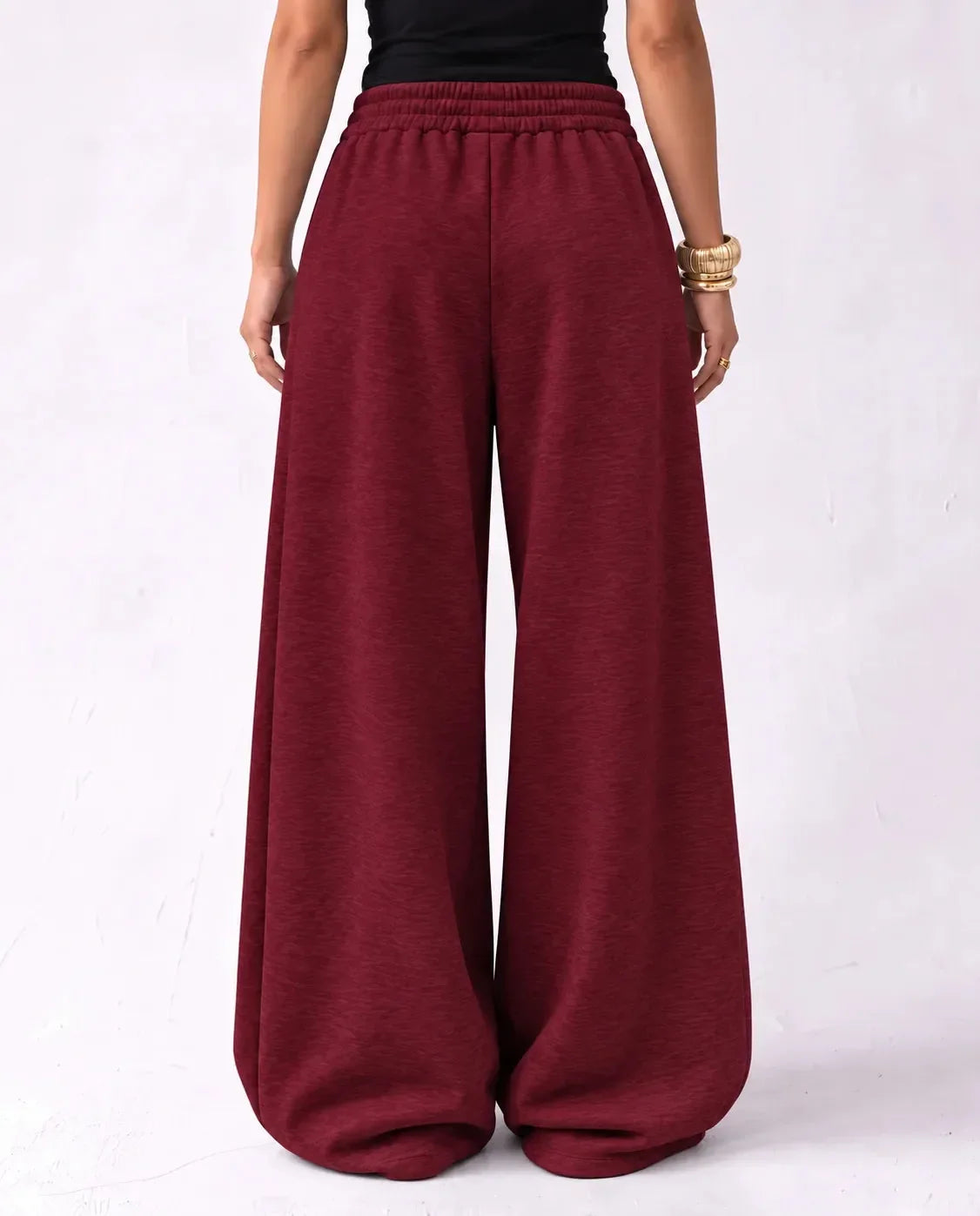 SITRA Women's Casual Retro Oversize Pants – Gray / Burgundy / Brown