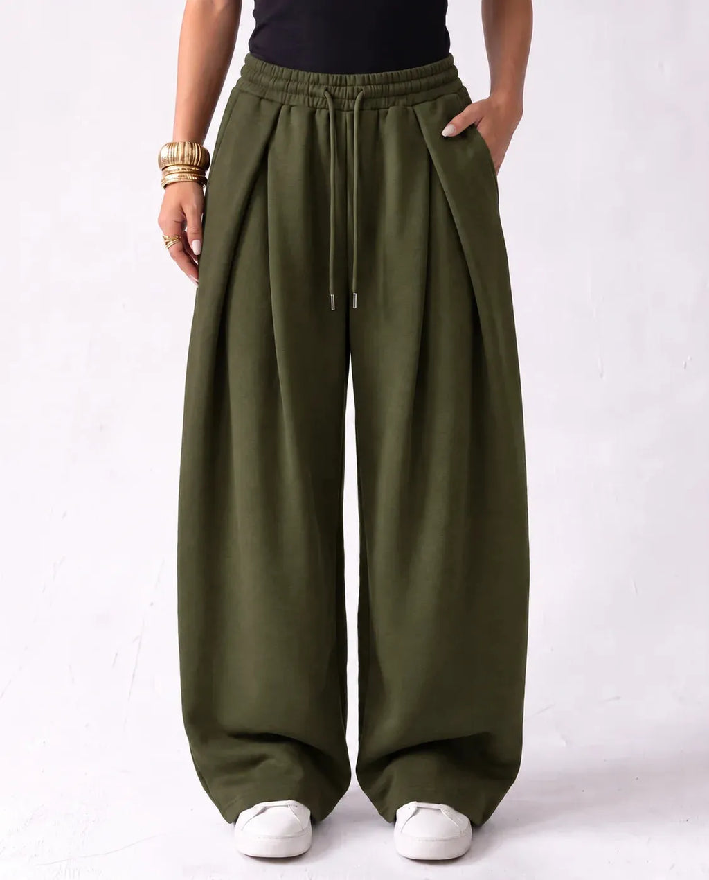 SITRA Women's Casual Retro Oversize Pleat Wide Pants