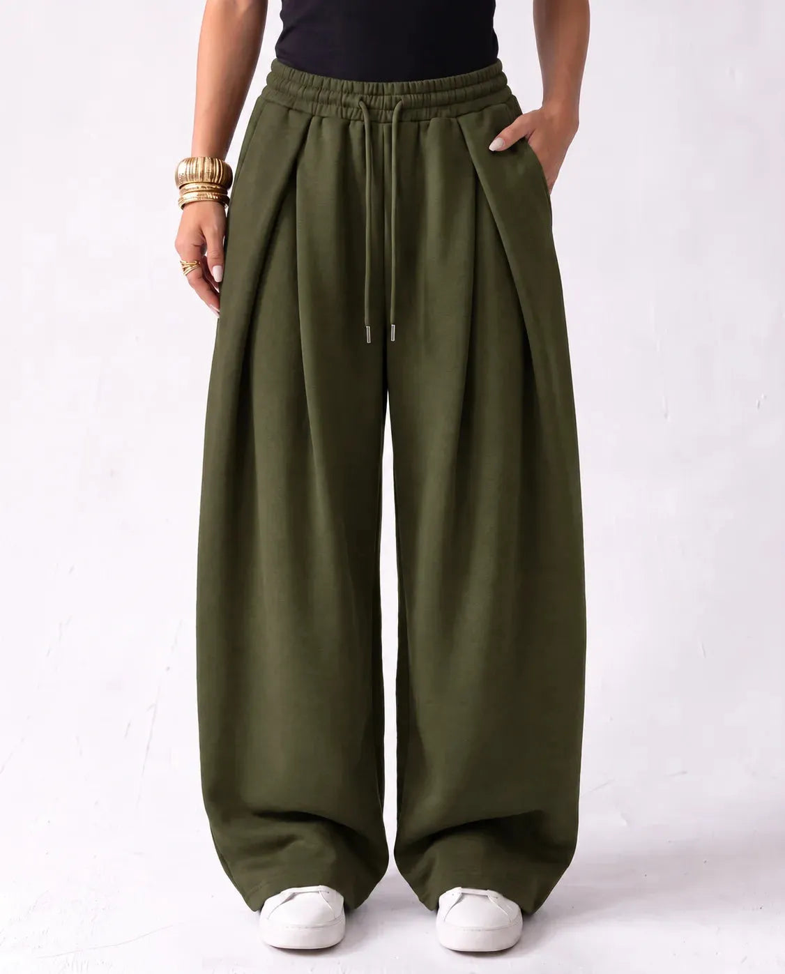 SITRA Women's Casual Retro Oversize Pleat Wide Pants