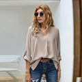 Solid Color Loose Pullover Shirt - # WOAA21510021-PRG
