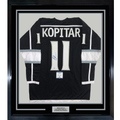 Framed Autographed/Signed Anze Kopitar 35x39 Los Angeles LA Black Hockey Jersey JSA COA