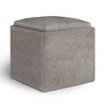 Rockwood 17 Inch Wide Cube Storage Ottoman with Tray in Distressed
