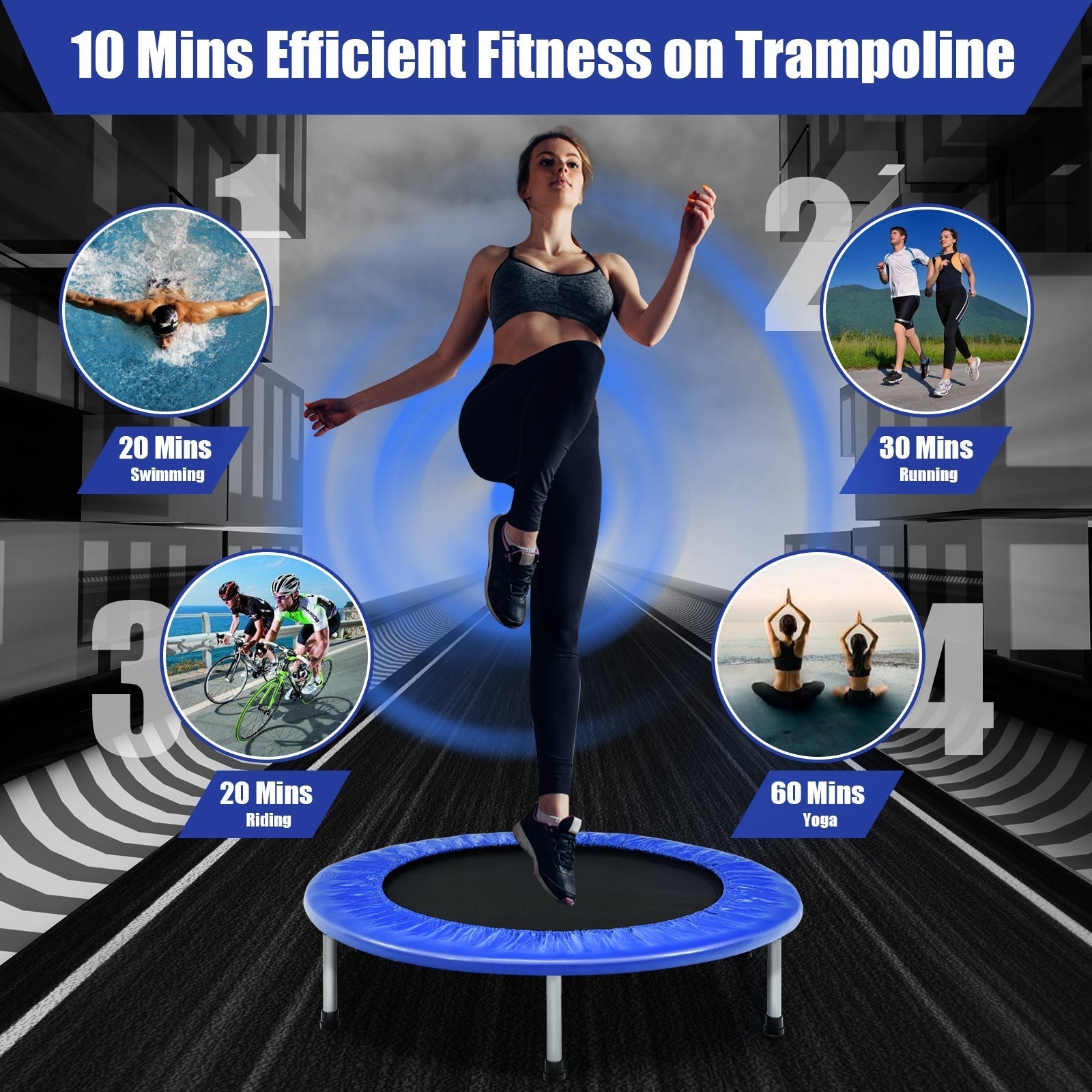 38 Inch Mini Folding Trampoline Portable