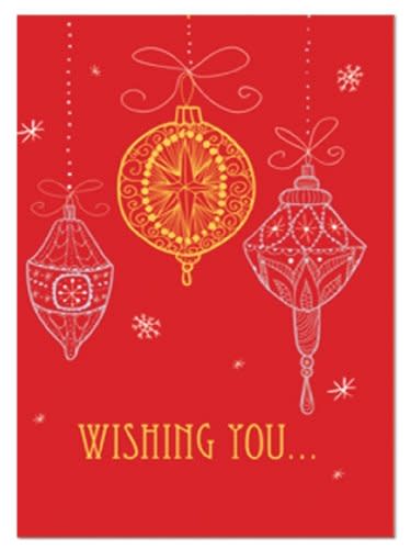 Embossed Notecards In Tin - Christmas Baubles