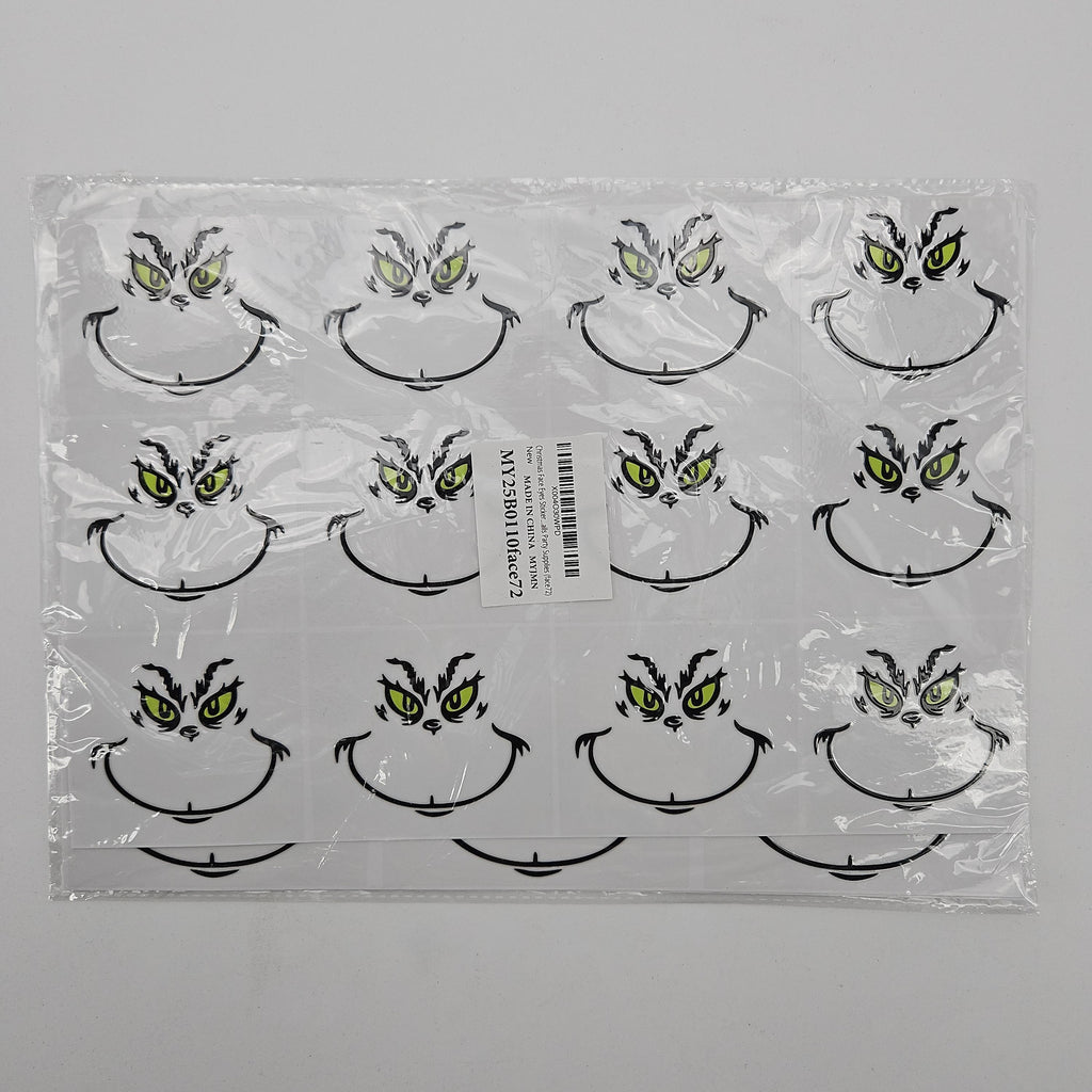 Christmas Face Eyes Sticker Sheet, Cat Designs