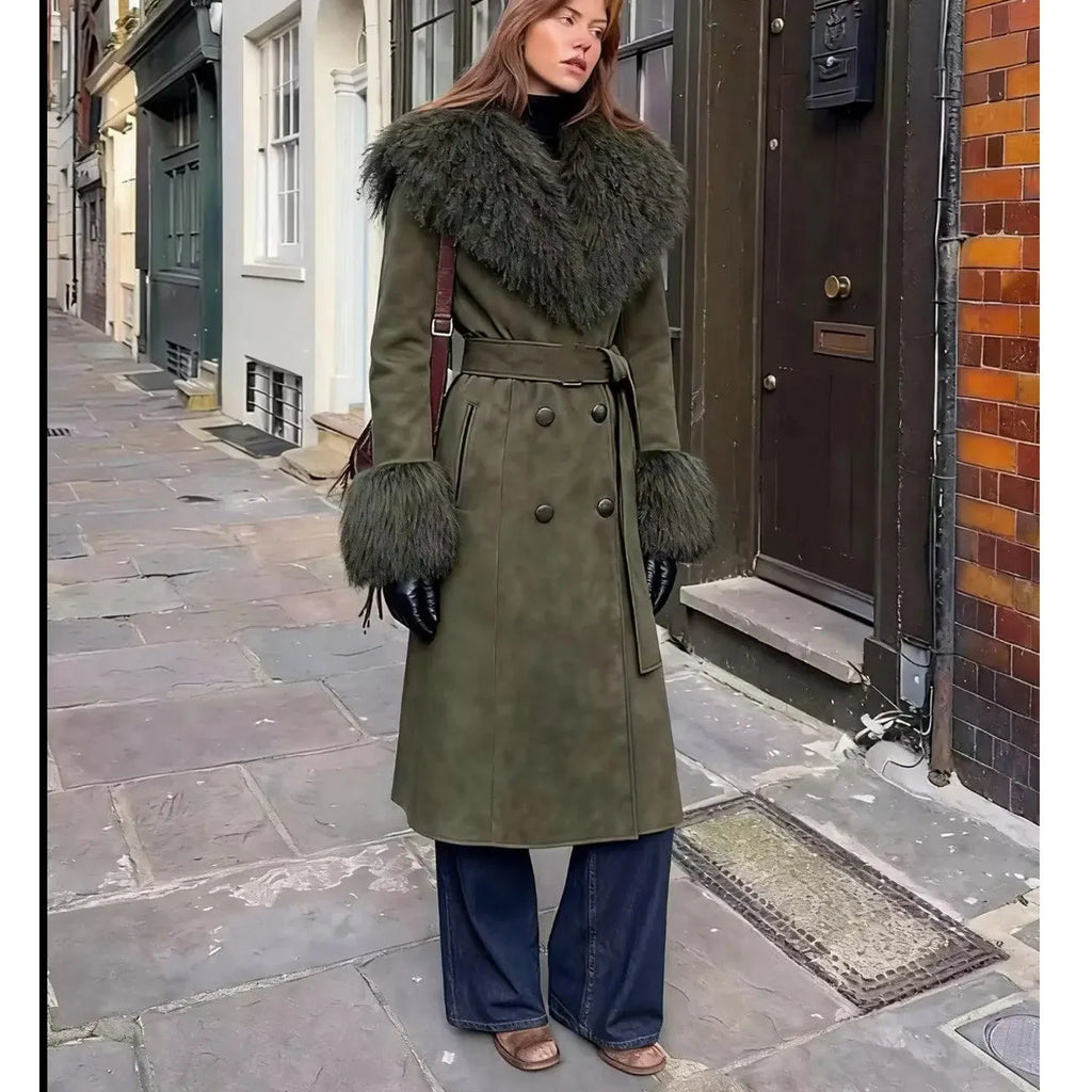 Women's Casual Mid-Length Trench Coat with Bow