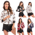 Women's Casual Printed Loose Baseball Jacket | For Fall/Winter - # GIAA23210013