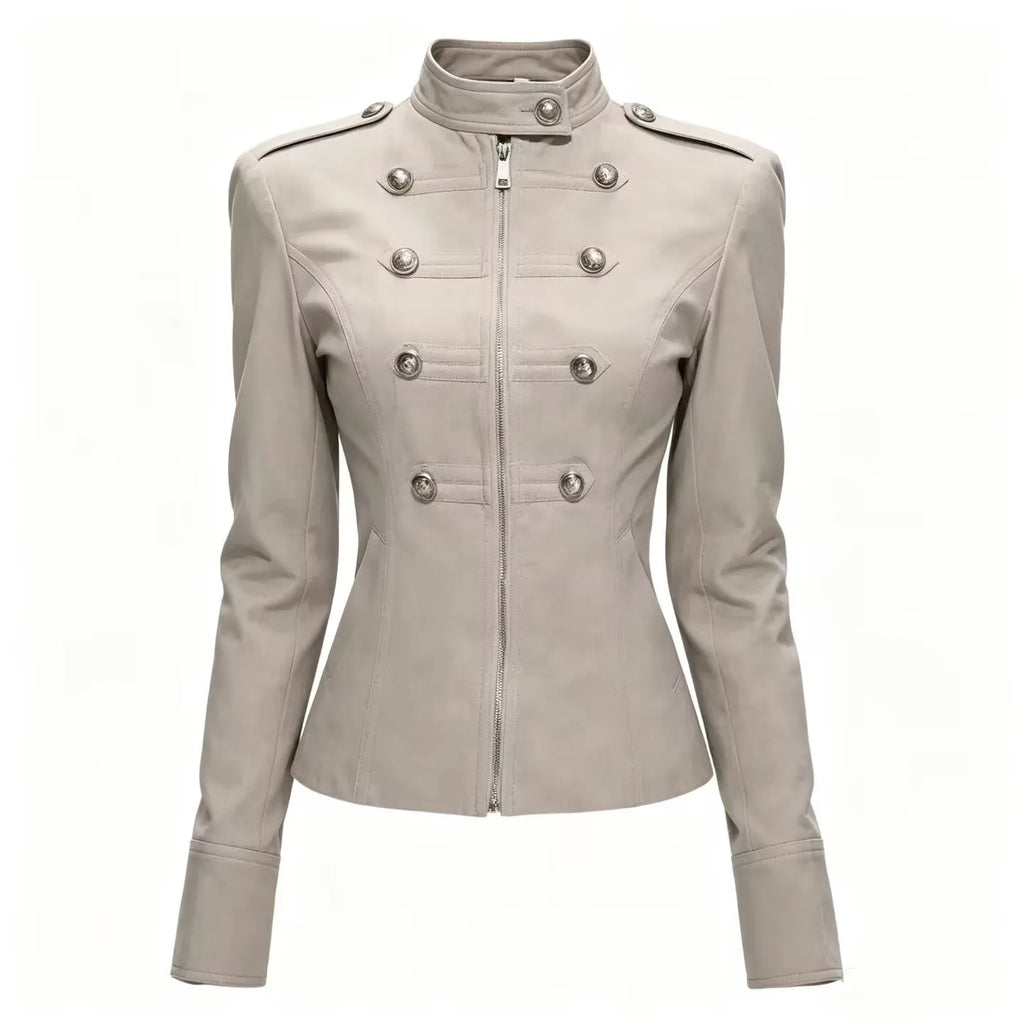 Women's Casual Retro Double-Breasted Napoleon Jacket Coat