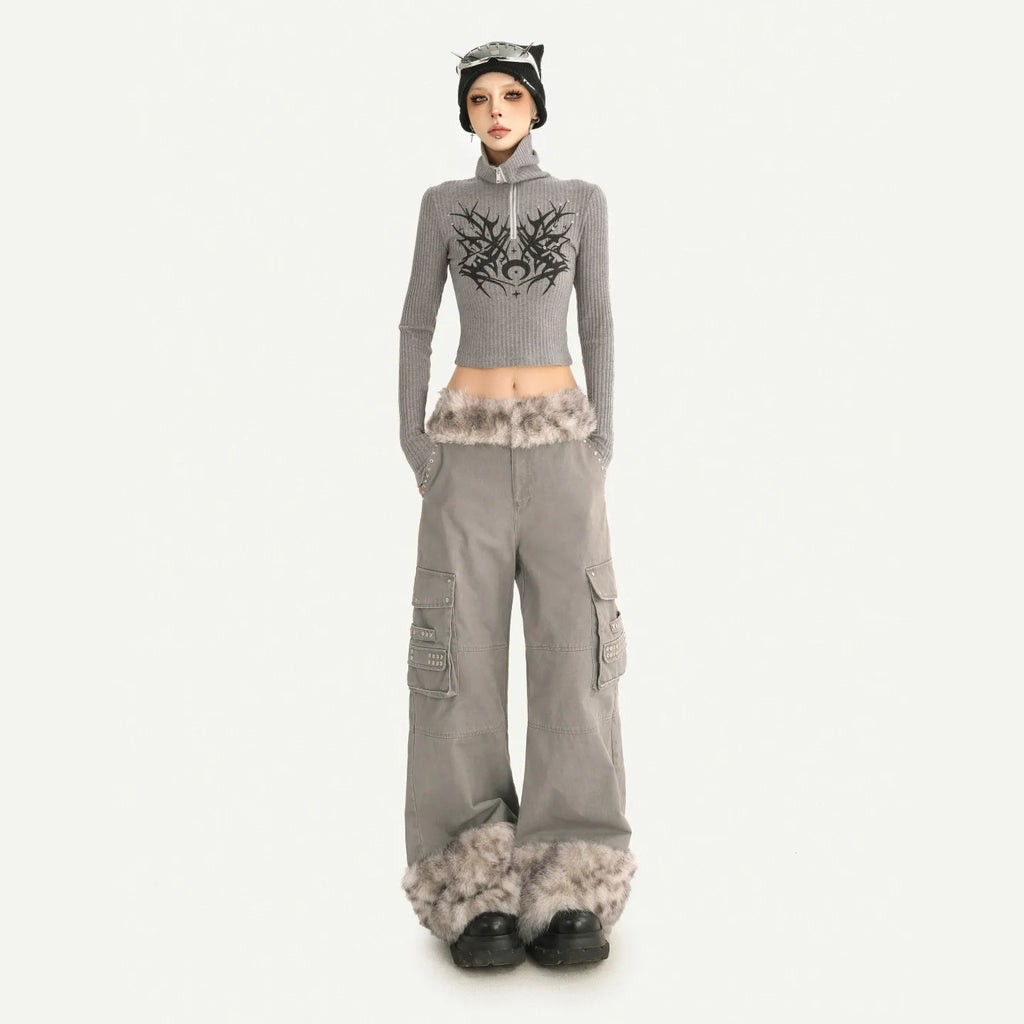 Women's Casual Retro Velvet Loose Straight Trousers