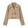 Women's Casual Short Double-Breasted Trench Coat Jacket