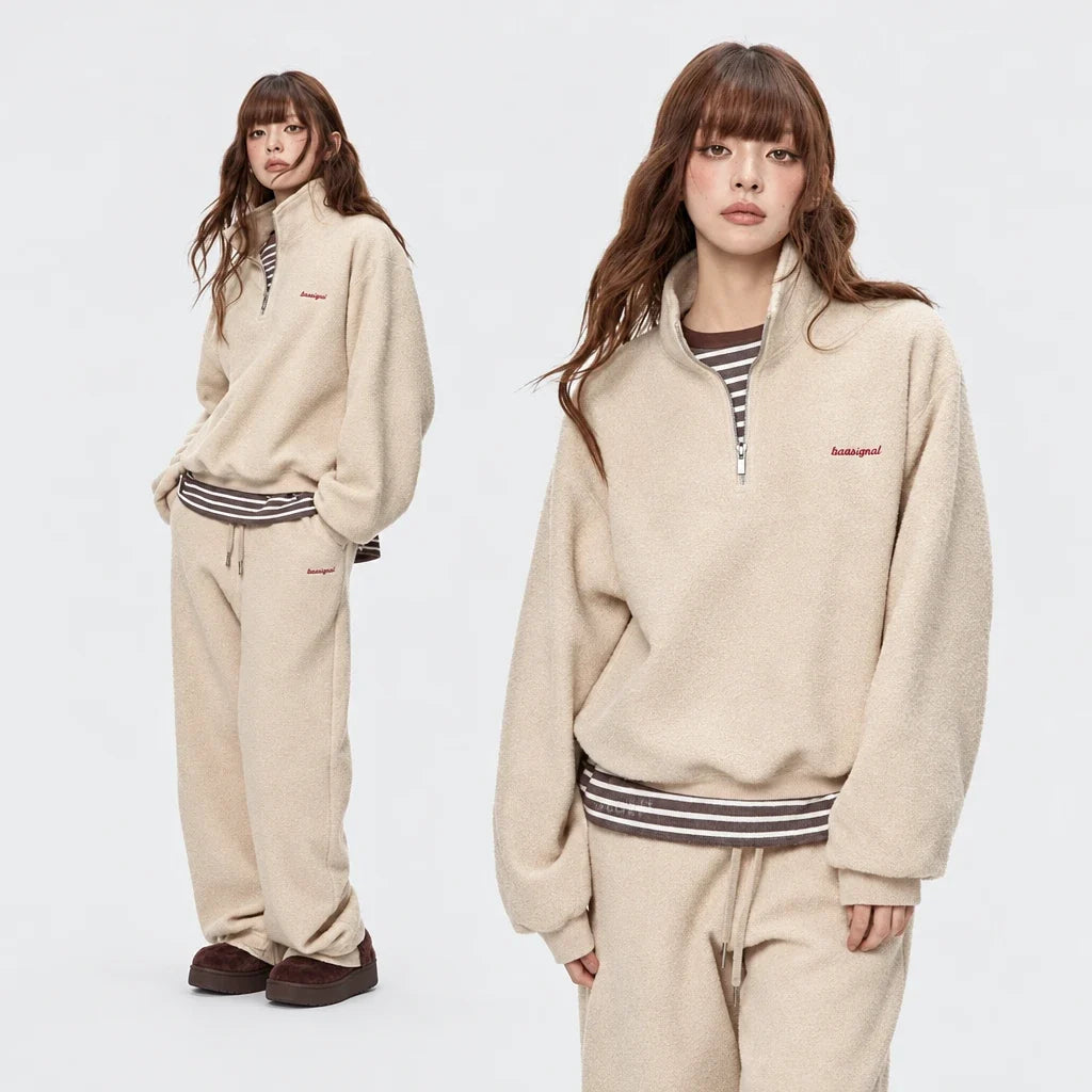 Women's Casual Sweatshirt and Trousers Tracksuit Set