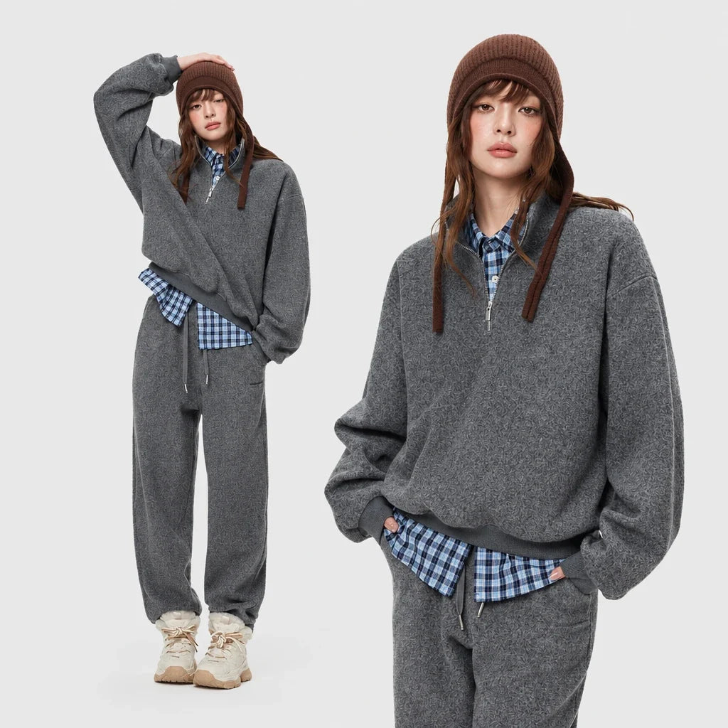 Women's Casual Sweatshirt and Trousers Tracksuit Set