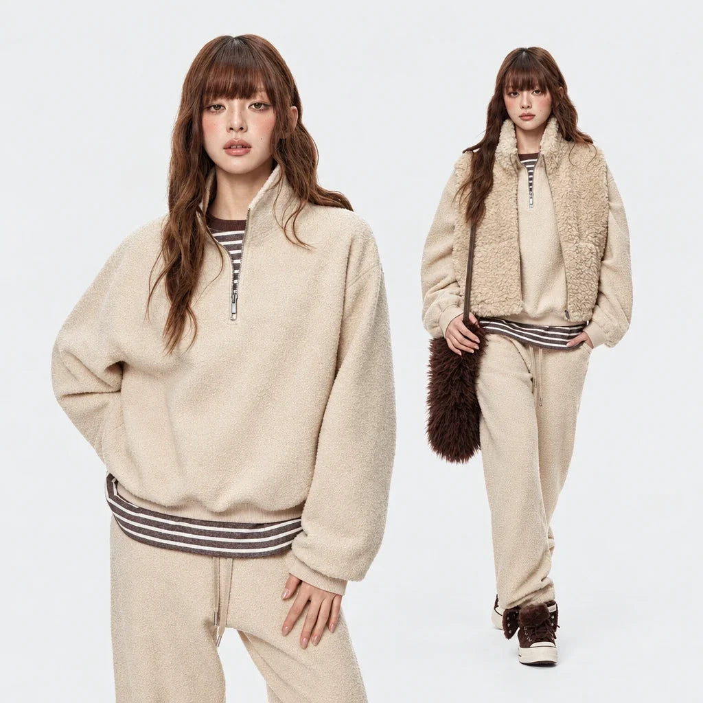 Women's Casual Sweatshirt and Trousers Tracksuit Set