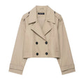 Women's Classic Lapel Short Trench Coat Jacket