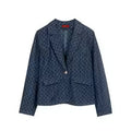 Women's Single Breasted Denim Suit Jacket with Pockets