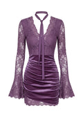 Women's V-Neck Lace Patchwork Mini Dress | Slim Fit Bodycon Party Gown